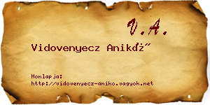 Vidovenyecz Anikó névjegykártya